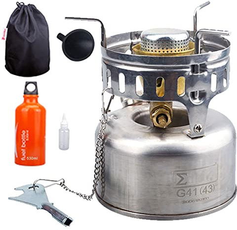 Réchaud de camping portable – Brûleur à essence ultraléger pour la cuisine en plein air avec sac de rangement