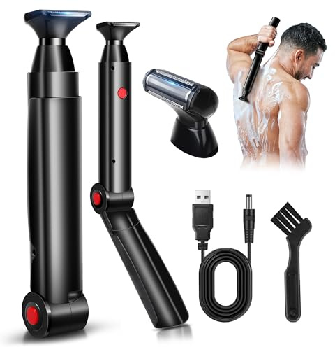 Back Shavers for Men, NUBACK Electric Razor for Men Wet or Dry Hair Trimmer Men, Body Groomer Men with 2 Shock Absorber Flex Heads Hair Trimmer Men