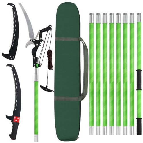 Scie à Élaguer Télescopique, Scie avec Manche Télescopique 9m,Coupe Branche Telescopique,Outils de Jardin pour Palmiers, Arbustes et Grands Arbres