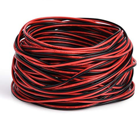 22 AWG 0.35mm² 20m 12V/24V Electrical Wire 2 Core Cable, JACKYLED 22 Gauge 65.6ft Stranded Extension Electric Cable Wire 2 Pin for LED Strip Light 3528 5050