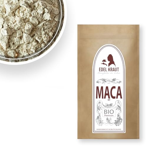 Maca Pulver BIO MACA ROT 250g | EDEL KRAUT - 100% reines Rotes Maca Pulver Bio aus Peru - PREMIUM Bio Maca Pulver rot für Maca Cafe - maca coffee