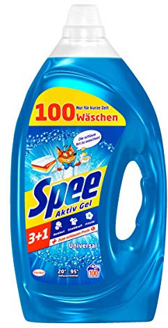 Spee Aktiv Gel Universal 3 + 1, 100 Waschladungen, Flüssigwaschmittel mit 3 + 1 Formel verleiht Reinheit, Strahlkraft und Frische, Waschmittel für strahlend reine und frische Wäsche, 5 L
