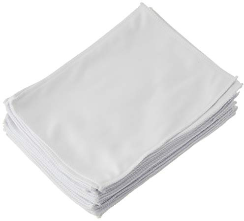 Sea View Treasures 20 Pack 7x5 Inch Blank Microfiber Cleaning Cloths - Thick Deluxe White Tech Screen Wipes, Reusable Washable, Ideal for Heat Press Sublimation Customization - Grey Plush on Back