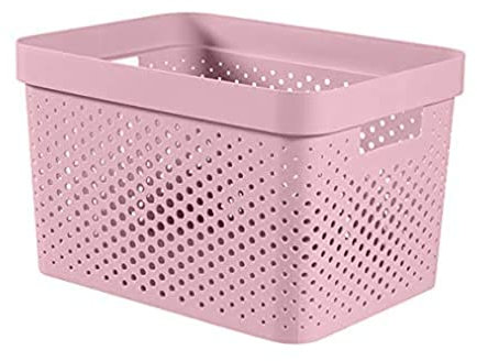 CURVER - Cesta de almacenamiento Infinity 17L reciclada – Almacenamiento multiusos, apilable y encajable, 35,5 x 26,2 x 21,9 cm, color rosa