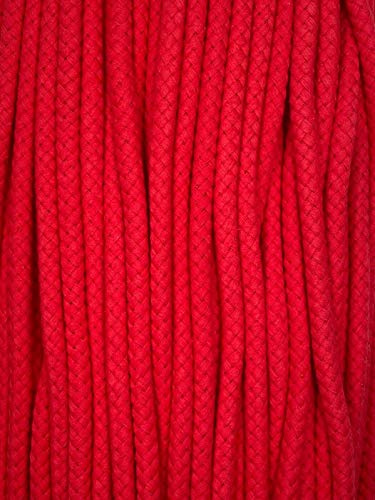Kordel Baumwolle 8mm rund Schnur Turnbeutel Seil 17 Farben (Rot, 3m)