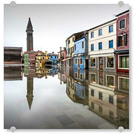 artboxONE Acrylglasbild 20x20 cm Städte Venedig Specchio Bild hinter Acrylglas - Bild Italien Buildings burano