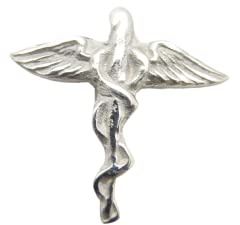 Ordine dei Farmacisti : Spilla da giacca in Argento 925 con Caduceo Farmacia - Stemma - Simbolo - pins