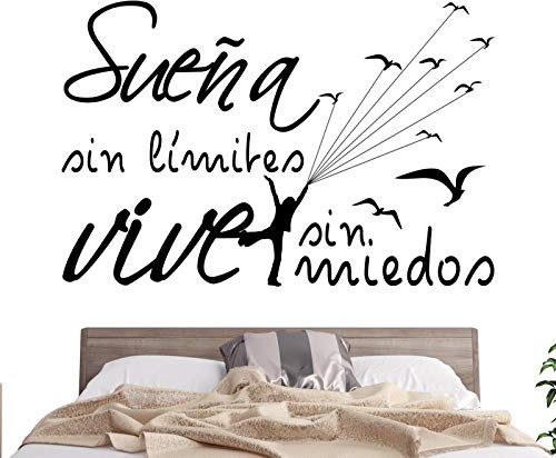 Docliick® Vinilos de pared decorativo con frase decorativa motivadora SUEÑA SIN MIEDOS VIVE SIN.. Pegatinas decorativas pared. Decoración casa Docliick DC-19150 (Vinilo de corte, 30x20cm)