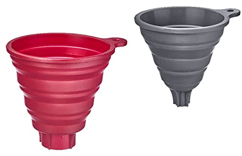 Westmark Trichter-Set, 2tlg., Ø 10 und 11 cm, Faltbar, Silikon, Grau/Rot, 21212270