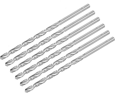 sourcing map 6 Stk. HSS Spiralbohrer (Hoch schnell Stahl) extra lange Spiralbohrer 6.5mm Durchmesser 160mm