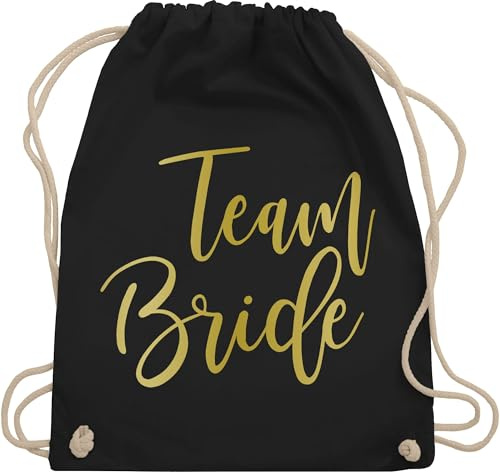 Turnbeutel Rucksack - JGA Junggesellenabschied Frauen - Team Bride Gold Effekt - Unisize - Schwarz - rucksäcke brauttaschen bachelorette party beutel junggesellinnenabschied outfit