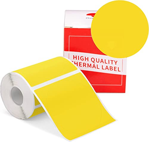Phomemo M110 M220 Runde Etiketten Selbstklebende, 50x50mm, Gelb, 140 PCS | Phomemo Runde Selbstklebende Thermodirekt Etiketten für M110/M220/M108/M221/M120, für Schule, Heim, Büro, Gelb