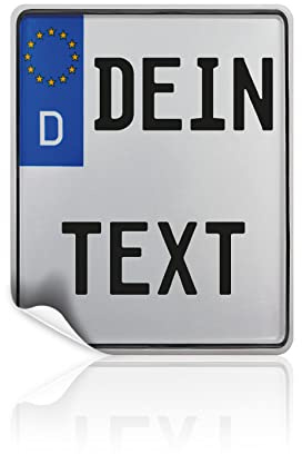Finest Folia Kennzeichen Wunschtext Aufkleber personalisiert 130 x 105mm | Nummernschild Sticker zum selbst gestaten Folie für Motorrad Rutschauto Showzwecke wetterfest selbstklebend