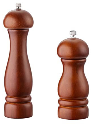 Pfeffermühle Salzstreuer mit Keramischem Mahlkern Nachfüllbar Manuelle Gewürzmühle Aus Naturholz Geeignet für Picknickpartys, 2 Größen