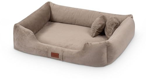 exclusive BED Orthopädisches Hundebett Candy Grosse Mittelgroße Kleine Hunde - Hundekissen Hundematte aus Plüsch - rutschfest Kuschelig Langlebig Abriebfest Reißfest (XXXL+|160x110cm, Beige)