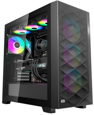 PCCOOLER C3D510 Caja de PC, Caja de PC para Juegos de Torre Media, 3 x Ventiladores ARGB PWM de 120 mm Preinstalados, Caja de Alto Flujo de Aire para E-ATX/ATX/MATX/ITX Negro