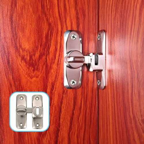 Pexintek 2 Stück Kleiner Schiebetür Schloss 90 Grad Riegel Vintage Silber | Türriegel für Innentüren für Küchen Schlafzimmer Arbeitszimmer Bäder, Einhandbetätigte Türverriegelung, Mit Montageschrauben