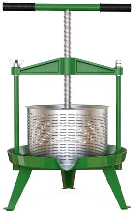 EJWOX Green Fruit Wine Press 2.38 Gal - Heavy-duty T-Handle & Cross-beam, Stainless Steel Juice Maker for Apple, Grape, Home Brewing