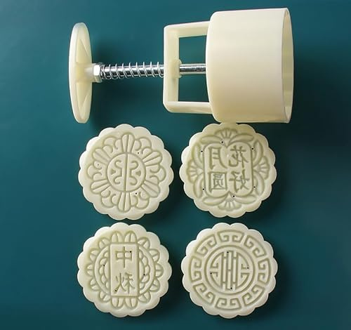 Luminexia Mooncake Mold Press Moon Cake Mold,DIY Cookie Cutter 100g Flower Press Mooncake Mould Cookie Stamps Pastry Tool For Baking DIY Cake Cookie Biscuit Dessert,Flower Mode Patterns