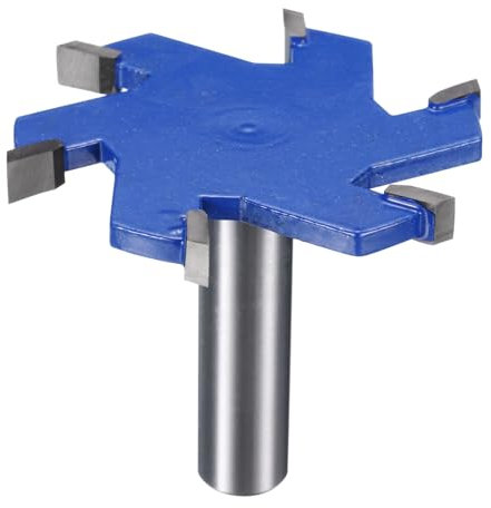 sourcing map T-Nutfräser, Falzfräser, 1,27 cm Schaft, 65 mm x 15/64 Zoll (6 mm), 6 Flügel, Hartmetall, Schlitzfräser, Rabbeting Slab Flattenfräser für Holz