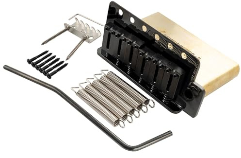 Musiclily Ultra BV008 52,5mm 6-Punkt Tremolo Stahl Saitenreiter Schwarz | 42mm Messingblock, für Strat Style E-Gitarre