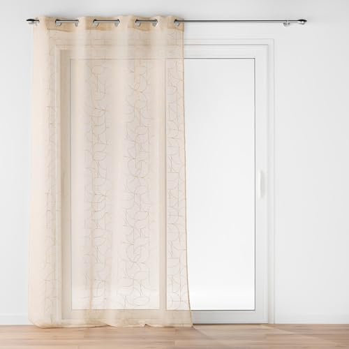 douceur d'intérieur Louxor - Visillo con ojales (140 x 240 cm) beige, tela arenada estampada metalizado