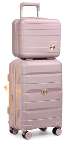 Sea choice Hartschalen Koffer Trolley Erweiterbar Kabinen Handgepäck 100% PP Leicht Reisekoffer mit 360°Doppel Spinner Rollen & TSA Schloss
