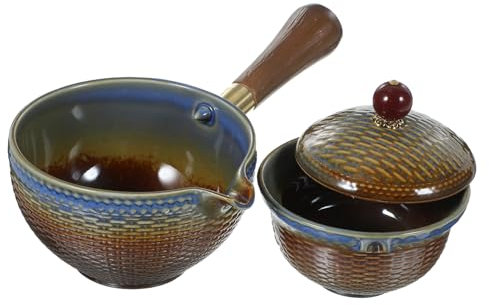MAGICLULU 360degree Retro Teakettle Ceramic Teapot Side Handle Rotation for Tea Herbal Tea