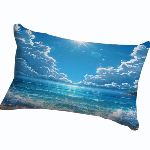 SWJ-swjssb Kissenbezug 50x70 40x60 Sofa Kissenbezüge, Zierkissenbezug Dekokissen Sofakissen Kissenhülle 30x50 Dekorative Weiche Zierkissenbezüge Bedruckt Mit Wellen Kissen Bezug(Color 7,40x60 cm)