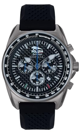 Breil Orologio Uomo, Bracciale in Silicone, Cassa 43 cm | Collezione POLIZIA DI STATO, Movimento Quarzo Analogico, Resistente all'acqua 100 metri, Idee regalo Uomo