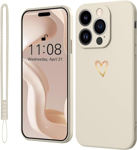 Mitetabo Hülle für iPhone 13 Pro Handyhülle Gold Liebesher Silikon,Case Mädchen Weich Slim Stoßfest Kratzfeste Süßes Gold Love Schutzhülle für iPhone 13 Pro 6.1 Weiß