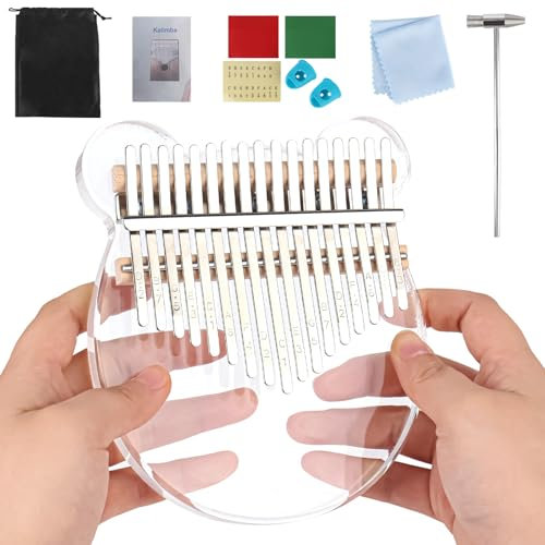 XCRPRT Kalimba 17 Schlüssel, Transparentes Acryl Daumenklavier, Finger Kalimba Instrument, Mini Fingerpiano, Kalimba Thumb Piano mit Tune Hammer Study Booklet Aufkleber für Kinder Erwachsene Anfänger