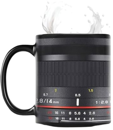 Gwtdtoad Camera Lens Coffee Mug Funny Camera Shaped Ceramic Coffee Mug Travel Mug Tea Mug for Men and Women, Birthday, Cool Photography Mug for Photographers 350ml