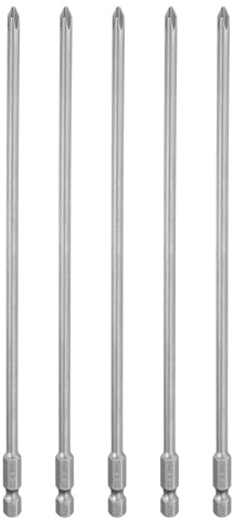 QUARKZMAN 5Pcs Embout de Tournevis Cruciforme Phillips #1 Ph1 Tige Hexagonale de 1/4 Longueur de 200mm en Acier S2 Magnétiquepour Perceuse 4.5mm Tige