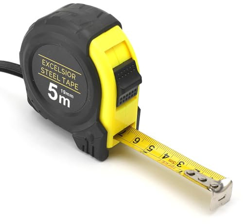 Mètre ruban de 5 m - Avec revêtement en nylon - Mesure impériale et métrique - Clip de ceinture en métal - Utilisation à une main - Mètre enrouleur pour de nombreuses tâches de mesure dans la maison