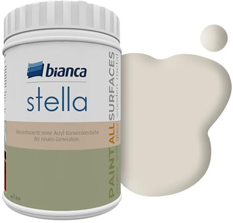 Bianca Stella Peinture de Meuble Premium pour Cuisine & SdB, Beige taupe, 1000ml, Peinture Meubles de Cuisine à Base d'Eau, Toutes Surfaces, Peinture Bois, Peinture Carrelage, Peinture Métal