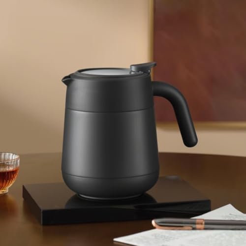 Jarra térmica aislada for café, jarra for bebidas de 28 oz, de acero inoxidable, de doble pared, dispensador de termo al vacío for agua caliente y té (1 unidad)(Black)