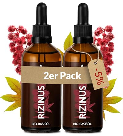 Heldengrün® BIO Rizinusöl Haare & Wimpern [KALTGEPRESST] 2x100 ml | Kräftig wirkende Haare, Wimpern & Bart · Dermatologisch getestet · Bio-zertifiziert (COSMOS ORGANIC) · Deutsches Startup