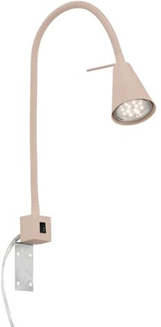 BRILONER - LED Leselampe mit Schalter am Gehäuse, schwenkbar, GU10 4,7W, 400lm, warmweißes Licht, Wandleuchte Innen, Wandlampe, Bettlampe, Lampe Bett, Leselicht, Nachttischlampe, 40,3 cm, Beige