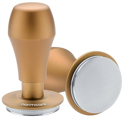 Normcore 53.3mm Spring Loaded Coffee Tamper V4.1 with Click Feedback, Flat Base Espresso Tamper Compatible with Breville Sage 54mm Portafilters, Bronze
