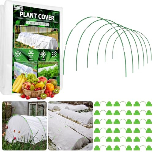 Pflanzenschutzhaube Gartenvlies Wintervlies, 3x10M Frostschutzvlies für Pflanzen Frostschutz, Vlies Pflanzen Winterschutz Frostschutz pflanzen Außen, Folientunnel Pflanztunnel Bögen für Hochbeet