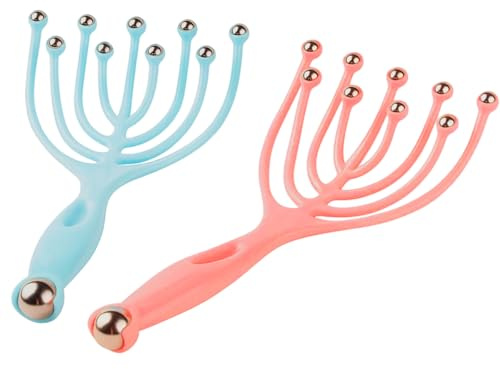 Head Massage Set of 2, Nine-Claw Scalp Massager for Relaxation, Japanese Head Spa Equipment, Head Massagers for Office Workers and Travelers, Portable Tension Relief Tool