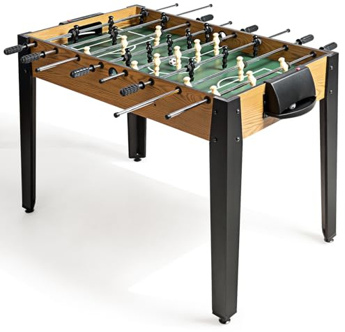 GOPLUS Futbolín Infantil para 22 Jugadores,122 x 61 x 79 cm, Futbolín para Adultos con 2 Bolas de Corcho, Contadores de Puntuación, Asas Ergonómicas, Mesa Multijuegos para niños y Adultos (Madera)