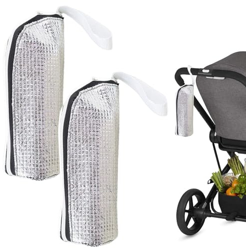 Isolerad Nappflaskväska 2 Stycken, Aluminiumfolie, Handhållen, Hängbar | Termiskt vattenflasksfodral För Barnvagn Ammande Mammor Vuxna Barn Studenter Ungdomar Skola Arbetsplats Picknick