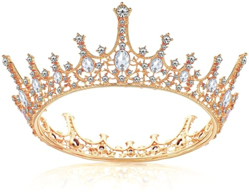 Strass Kronen für Frauen Kristall Königin Krone Barock Hochzeit Krone Volle Runde Mädchen Tiara Glitzernde Braut Diadem Haarschmuck Prinzessin Karneval Kopfschmuck für Hochzeit Festzüge Geburtstag