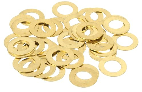 QUARKZMAN 38 Pack Messing Flachscheiben M8 8mm Innendurchmesser 0.5mm Dicke | Kupfer Unterlegscheiben Dichtungsscheiben Sortiment, 14mm Außendurchmesser, Für Maschinenreparatur