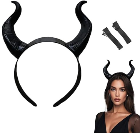 OuryTech Cerchietto Carnevale, Corna del Diavolo Cerchietto Nero per Carnevale, Natale e Feste Cosplay (Tipo C)