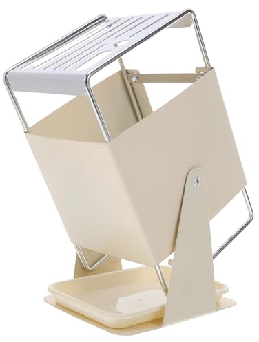 BESPORTBLE Bloc à Couteaux en Acier Inoxydable Pivotant 30° avec Rangement pour Ciseaux et à Aiguiser Support de Couteaux Compact Blanc 1 Pièce Cuisine Organiseur de Plan de Travail