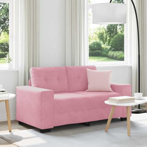 QUAHEAS Zweisitzer-Sofa mit Kissen, Rosa Samt, 160 cm Breite, stabiles Sperrholzgestell, Bequeme Polsterung, ideal für Wohnzimmer und Empfangsbereiche