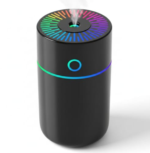 Portable Mini Ultrasonic Humidifier with LED Night Light, USB Cool Mist Air Diffuser for Car, Bedroom and Office, Dual Spray Modes, Compact 70x70x128mm Desktop Humidifier
